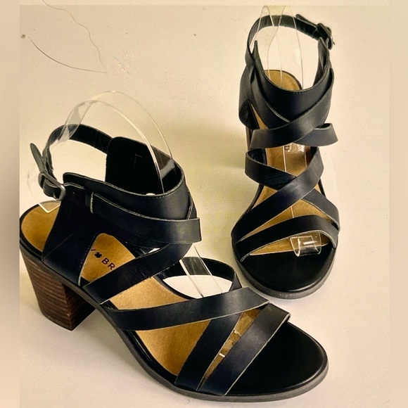 Lucky Brand Shoes - Lucky Brand Kailasa Black Leather Block Heel Sandals Size 8.5